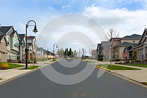 New Suburban Neighborhood Street in North America