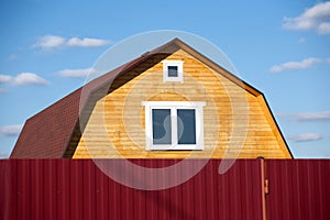 New suburban rural wooden house closeup