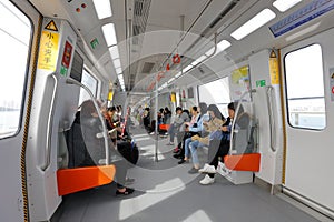 The new subway car interior of Xiamen metro line 1, adobe rgb