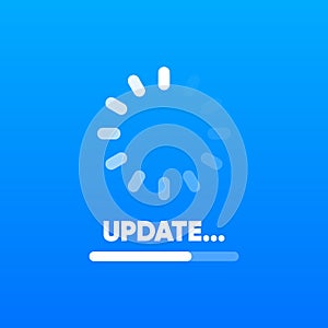 New System Update. Loading process. App update concept. System software update web banner element. Vector illustration.
