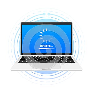 New System Update. Loading process. App update concept. System software update web banner element. Vector illustration.
