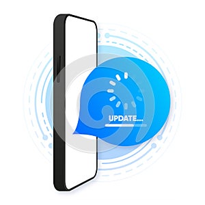 New System Update. Loading process. App update concept. System software update web banner element. Vector illustration.