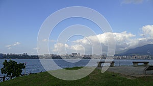 New Taipei City People`s Riverside Bicycle Road Landscape, Taiwa