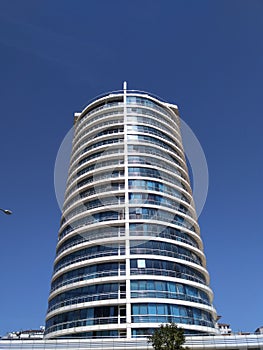 Tall round New Round blue sky tower in fast grow up ÃÂ°stanbul