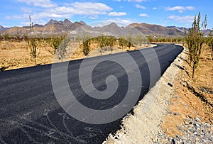 The new tarmac road in the poor mountainous areas of northern China