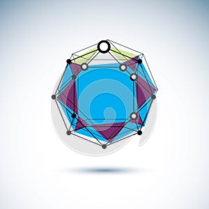 New technology emblem. Abstract vector 3D geometric low poly obj