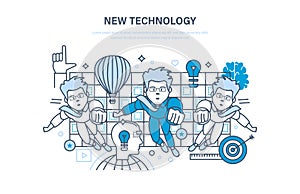 New technology. Innovation research. Education, online courses, start up, training.