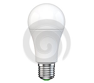 New technology LED light bulb isolated on white background. Realistic 3d rendering of energy super saving electric light