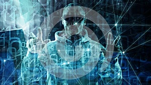 New technology machine learning new algorithm symbol concept, random data transformation, binary code zero one digits abstract