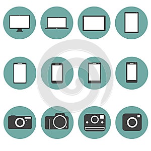 New Technology multimedia Icons Set trendy style f