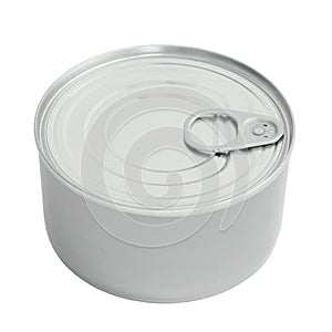 New Tin Can Lid, Food Preserve Ringpull Canister Copy Space, Sealed Top, Isolated Macro Closeup