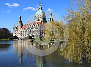 New Town Hall Building Rathaus with reflections