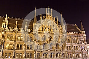 New Town Hall in Munich, Germany, at night