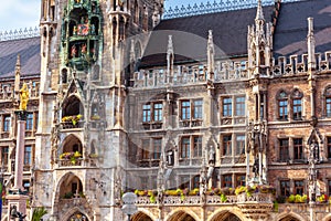 New Town Hall or Neues Rathaus on Marienplatz square, Munich, Bavaria, Germany