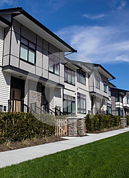 New townhouse complex. brand new houses just after construction on real estate market.