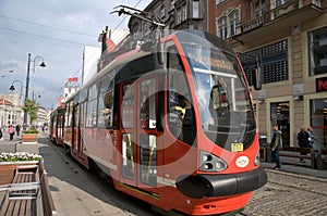 New tram in the foreground in Katowice