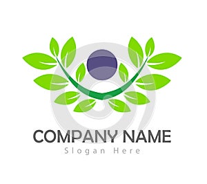 New trendy people eco environment green concept Business People green leaf vector logo.