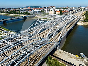 New triple railway bridge over Vistula in Krakow, Poland