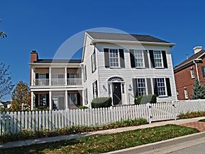 New Two-Story White Home with Fence
