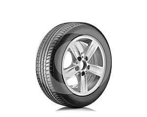 New tyre isolated on white background