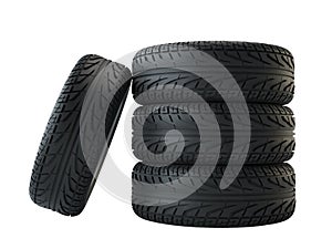 New tyres, isolated on white background