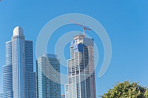 New and under construction building close-up in downtown Chicago, Illinois