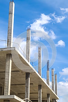 New unfinished monolithic concrete building framework