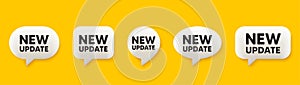 New update icon. Special offer sign. 3d speech chat bubbles. Vector