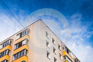 New urban house under dark blue sky