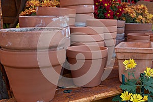 New and used terracotta pots