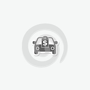 New and used vehicles sale icon sticker isolated on gray background