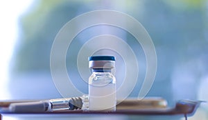New vaccine covid-19 vial dose flu shot drug needle syringe,concept medical test vaccine coronavirus hypodermic injection treatmen