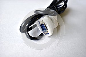 New VGA cable for computer and monitor on white background