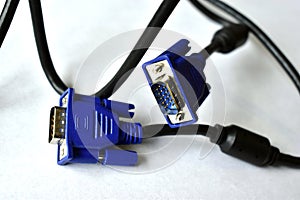 New VGA cable for computer and monitor on white background