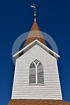 New vinyl steeple on a white church