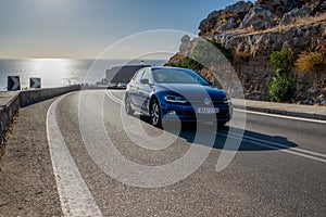 New Volkswagen Golf 8 on a winding road