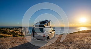 The new 2021 Volkswagen VW Transporter Camping Van T6.1 California Ocean in the coastal Nature