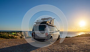 The new 2021 Volkswagen VW Transporter Camping Van T6.1 California Ocean in the coastal Nature