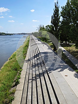 New Warsaw Vistula River Boulevards Stairs Avenue, Warsaw, Poland