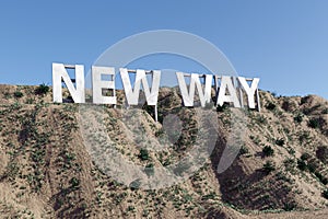 New Way sign on hill