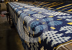 Welsh tapestry blanket weaving woollen mill. photo