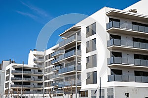 New white apartment building with balconies