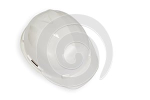 A new white safety helmet on white background