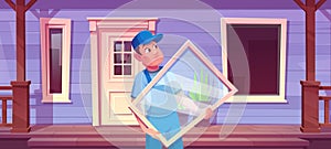 New window install, renovation vector illustration