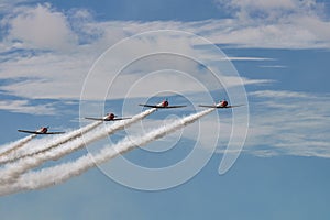 NEW WINDSOR, NY - SEPTEMBER 3, 2016: The GEICO Skytypers Air Show Team perform at the New York Airshow at Stewart Int Airport. SN