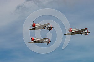 NEW WINDSOR, NY - SEPTEMBER 3, 2016: The GEICO Skytypers Air Show Team perform at the New York Airshow at Stewart Int Airport. SN