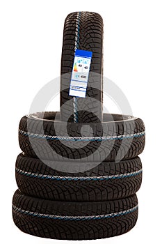 New winter tires isolated over white