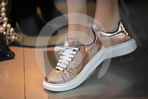 New women`s shoes in the store