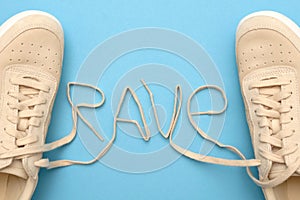 New women sneakers with laces in rave text