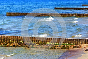 New wooden breakwaters on the Baltic Sea coast